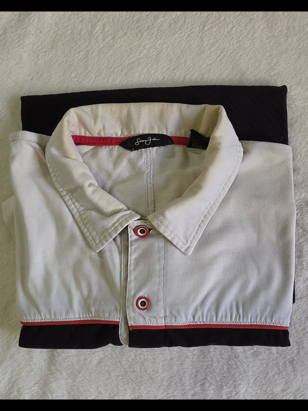 Sean John White Polo with Black Base and Red Trim